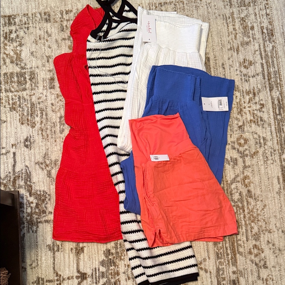 Isabel Maternity by Ingrid & Isabel Blue and White Pants Set
